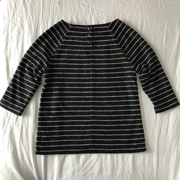 Banana Republic Navy White Knit Striped Top Small - Picture 3 of 8